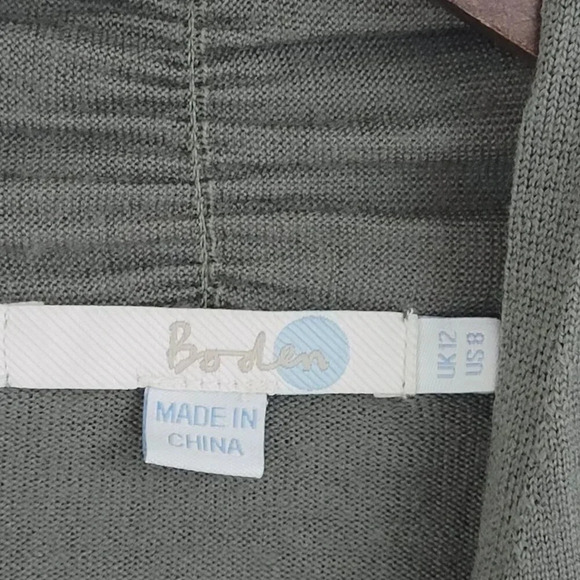 Boden Womens Green 100% Wool Long Sleeve Open Front Cardigan Sz 8  16PT - Picture 4 of 6